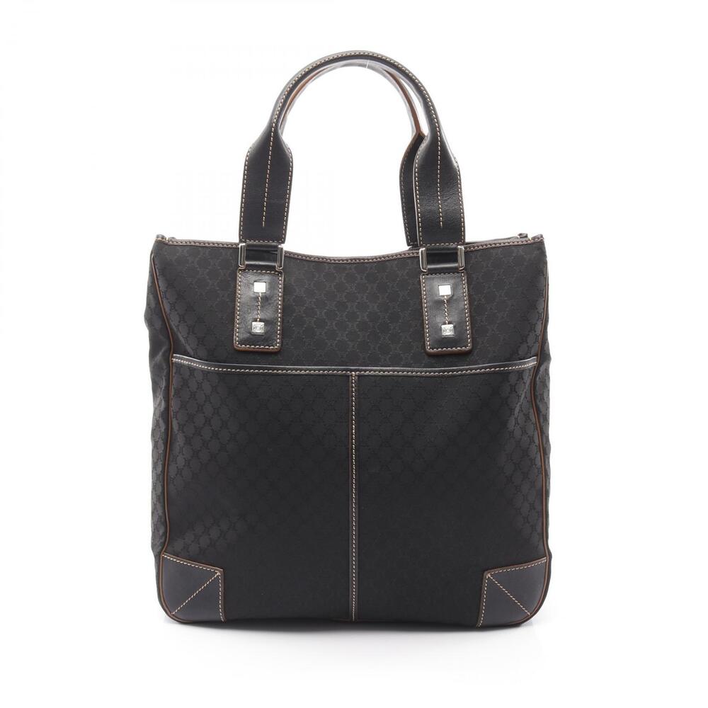 Celine Macadam Tote Bag Canvas Leather Black
